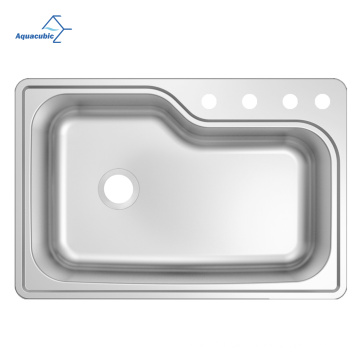 Aquacubic Sell Well Serie 33-Zoll 18 Gauge Drop-In Single Bowl Edelstahl Spülbecken mit Quickmount